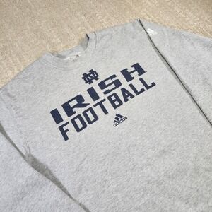 Notre Dame Fighting Irish Sweatshirt Men Medium Adidas Fleece Gray Team Issue
